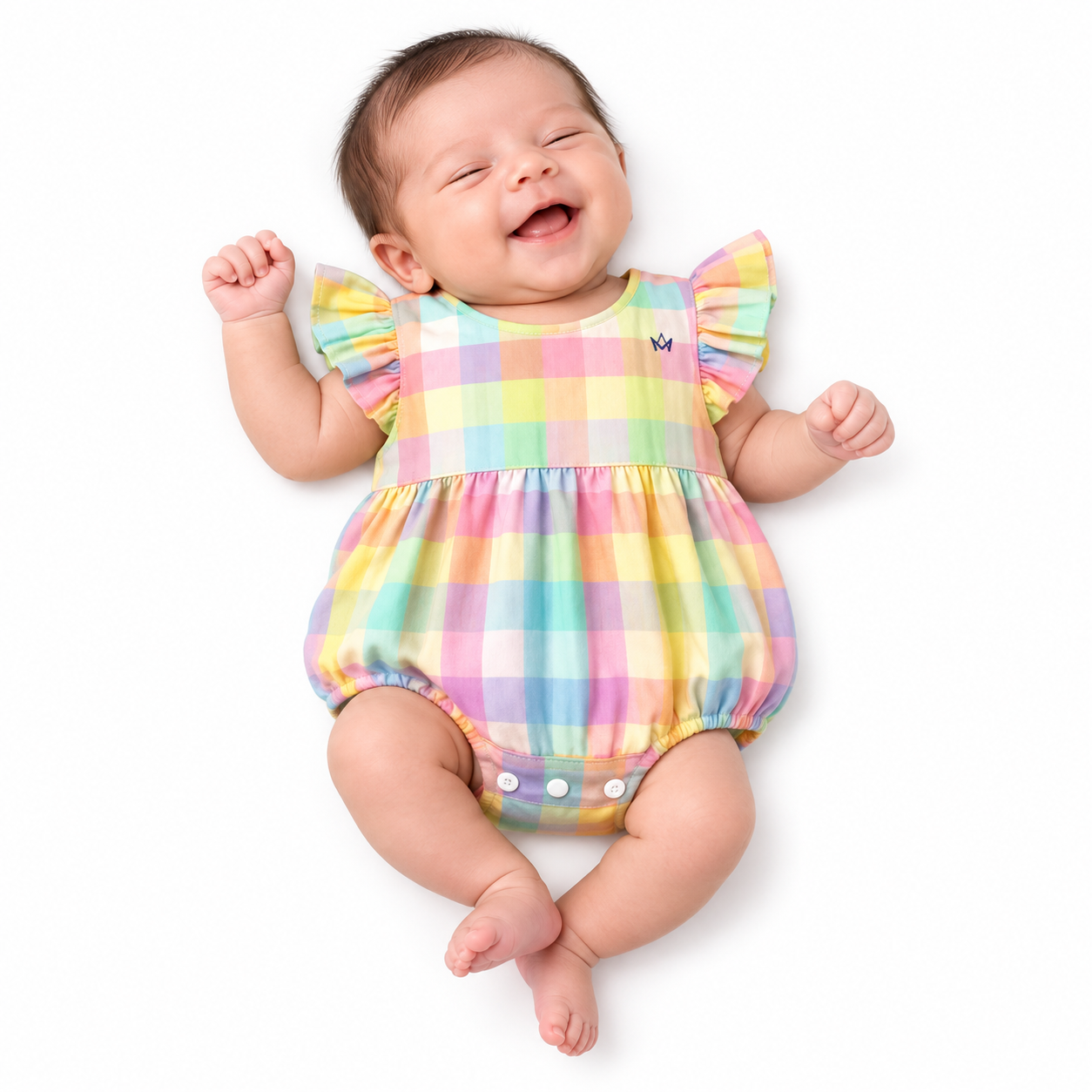 Pastel Rainbow Check Flutter Romper - Kinder Mòx